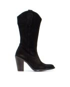 CA-2031 schwarze Wildlederstiefel - 8,5 cm Absatz