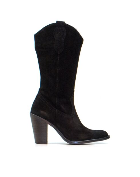 CA-2031 schwarze Wildlederstiefel - 8,5 cm Absatz