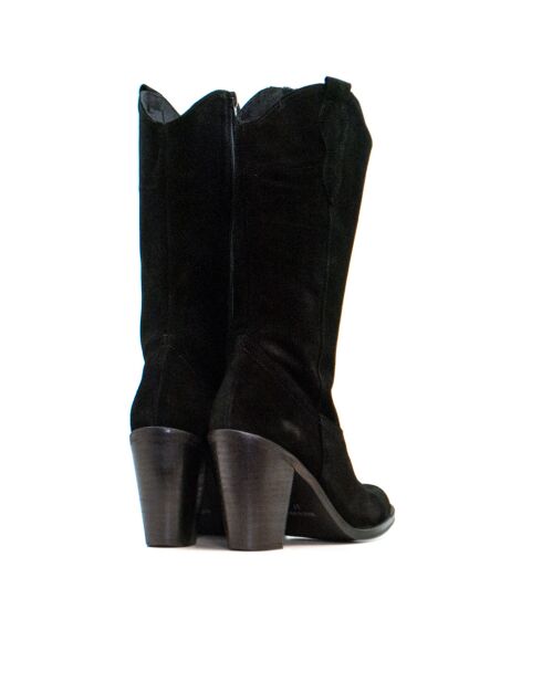 CA-2031 schwarze Wildlederstiefel - 8,5 cm Absatz