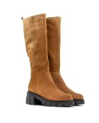 Bottes CA-1888r en daim marron clair - Talon 6 cm