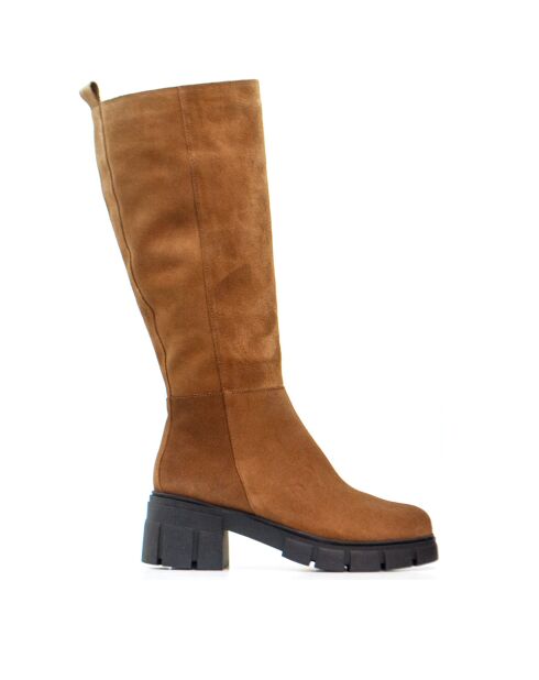 Bottes CA-1888r en daim marron clair - Talon 6 cm