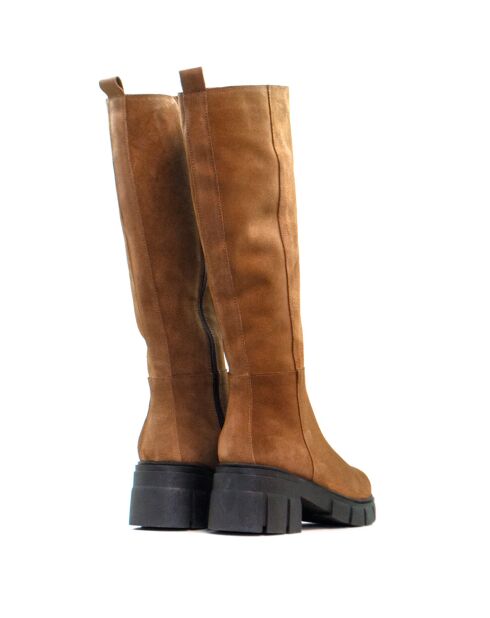 Bottes CA-1888r en daim marron clair - Talon 6 cm