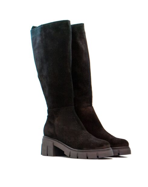 Bottes CA-1888r en daim noires - Talon 6 cm