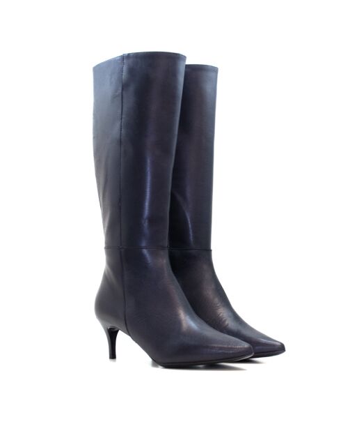 CA-2254 Stiefel aus marineblauem Krust Leder - 5,5 cm Absatz