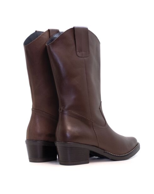 Bottes CA-1364r en cuir krust marron - Talon 5 cm