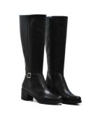 Bottes CA-2002 en cuir krust noires - Talon 5.5 cm