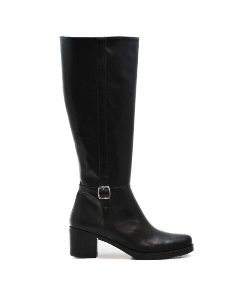 Bottes CA-2002 en cuir krust noires - Talon 5.5 cm