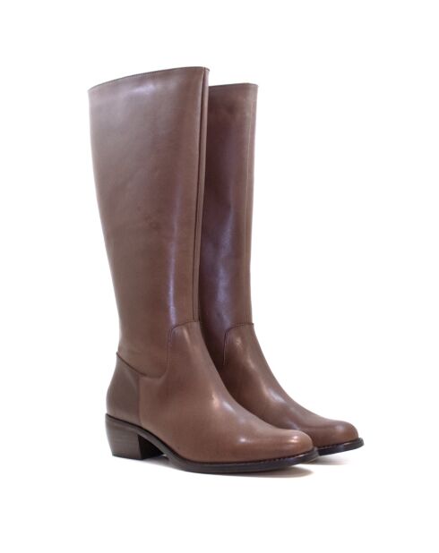 Bottes CA-2239 en cuir krust marron - Talon 5 cm