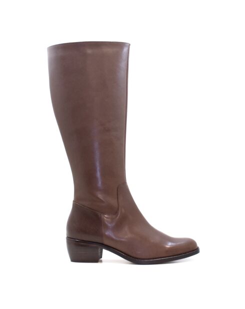 Bottes CA-2239 en cuir krust marron - Talon 5 cm