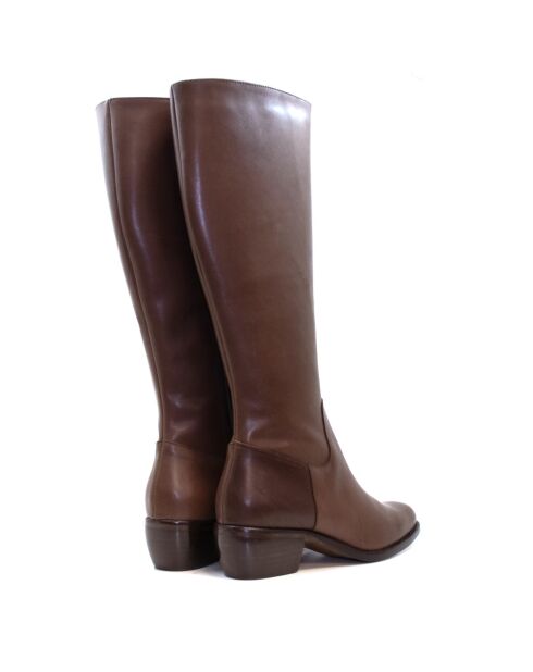 Bottes CA-2239 en cuir krust marron - Talon 5 cm