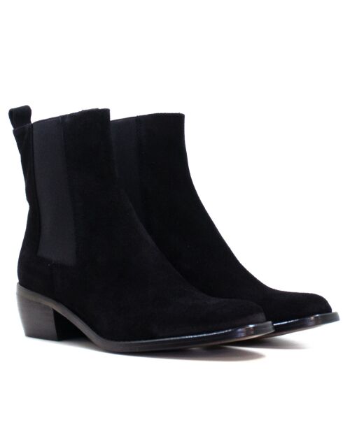 CA-2253 schwarze Wildlederstiefel - 5 cm Absatz