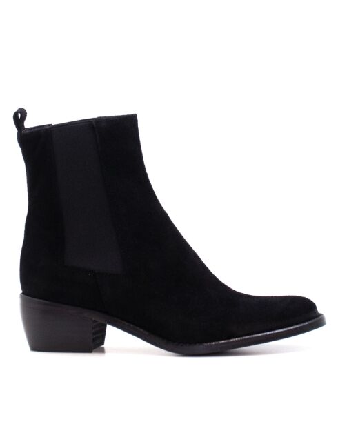 CA-2253 schwarze Wildlederstiefel - 5 cm Absatz