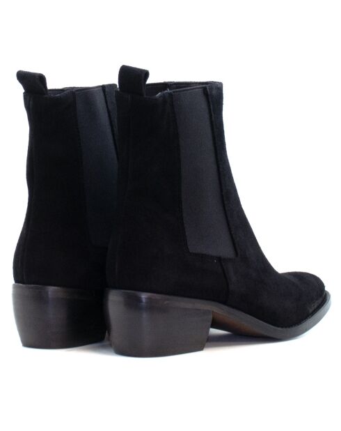 CA-2253 schwarze Wildlederstiefel - 5 cm Absatz