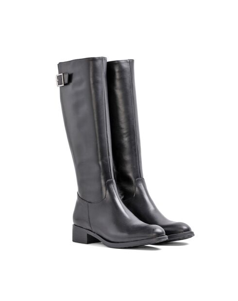 Bottes CA-1656 en cuir krust noires