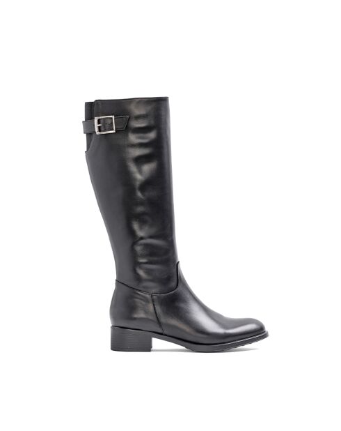 Bottes CA-1656 en cuir krust noires