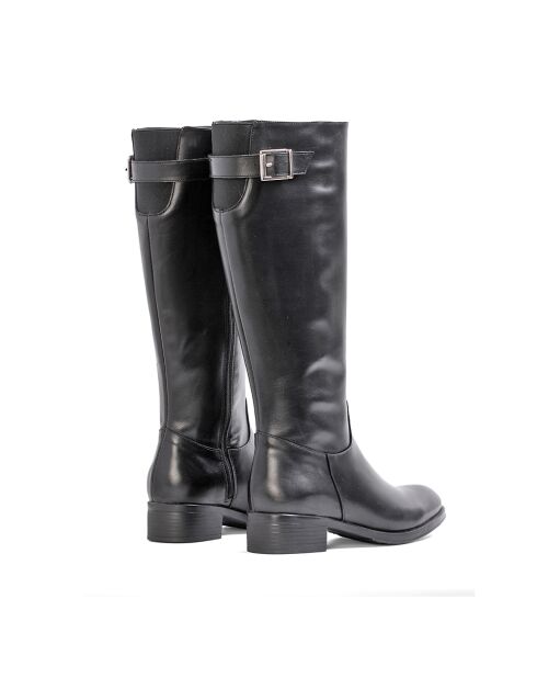 Bottes CA-1656 en cuir krust noires