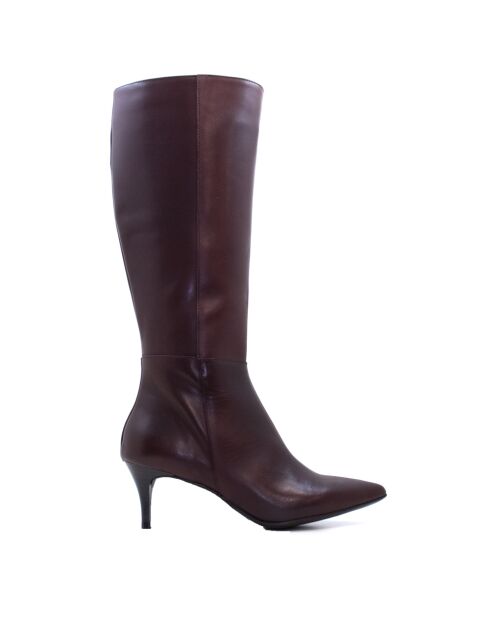 Botas CA-2254 de piel krust burdeos - tacón de 5,5 cm