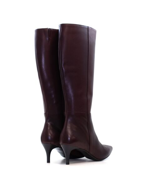 Botas CA-2254 de piel krust burdeos - tacón de 5,5 cm