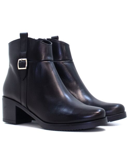 CA-2003 zwarte leren laarzen van Krust - hak van 5 cm