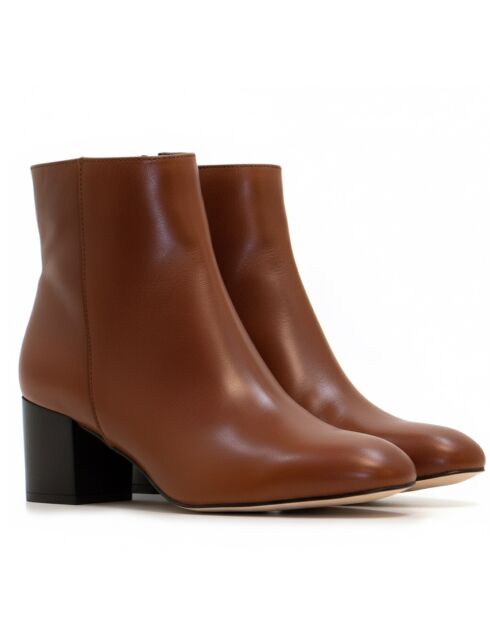 Bottines CA-2175 en cuir krust brun clair