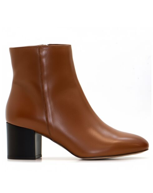 Bottines CA-2175 en cuir krust brun clair