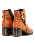 Botas CA-1712 de piel krust marrón claro - tacón de 5.5 cm