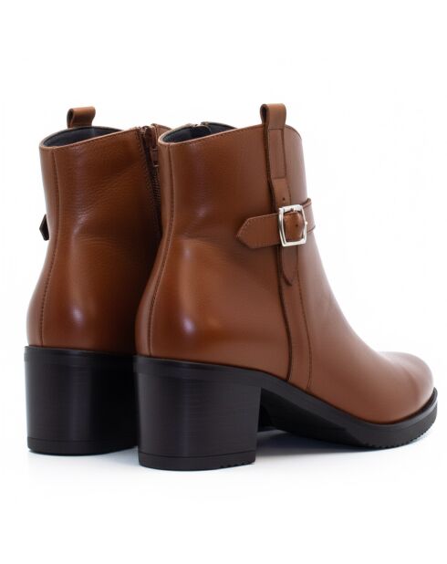 Botas CA-2003 de piel krust marrón claro - tacón de 5 cm