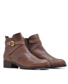 Botines de piel Jailene en piel coy marrón