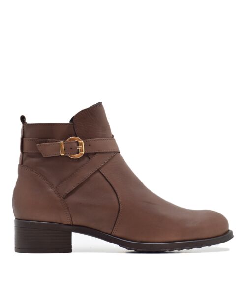 Botines de piel Jailene en piel coy marrón