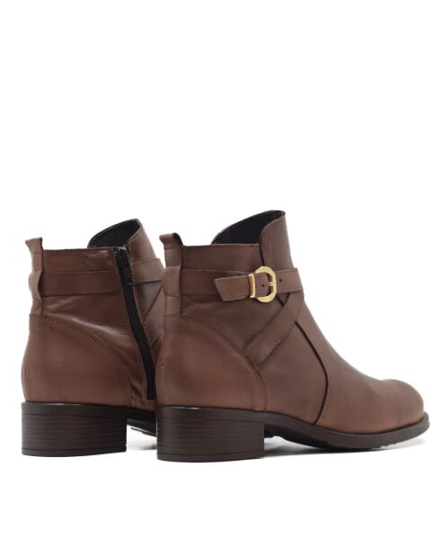 Botines de piel Jailene en piel coy marrón