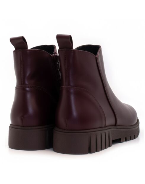 Botas CA-2118 de piel krust burdeos - tacón de 5 cm