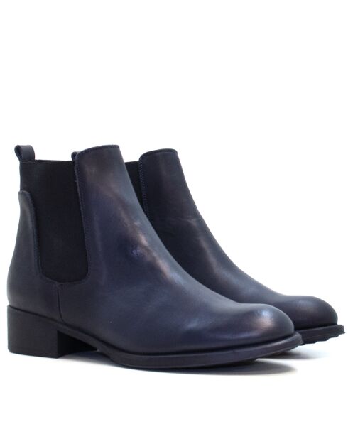 Bottines CA-1036 en cuir krust marine