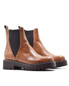 CA-1892 hellbraune Stiefel aus Kokosnussleder