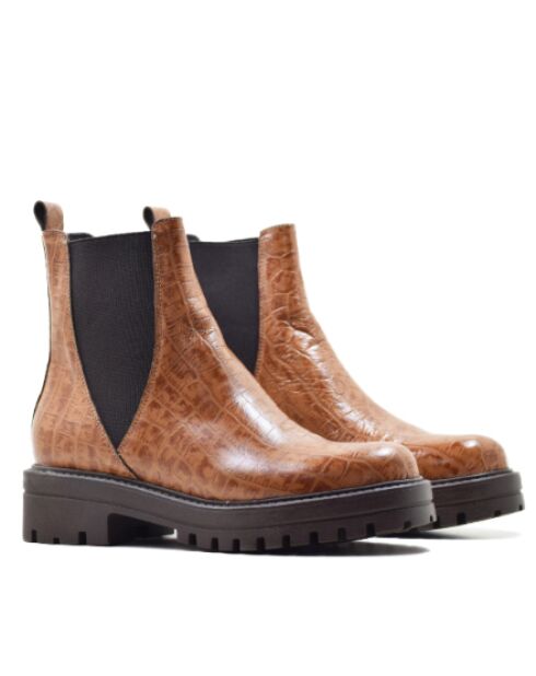 CA-1892 hellbraune Stiefel aus Kokosnussleder