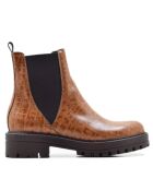 CA-1892 hellbraune Stiefel aus Kokosnussleder
