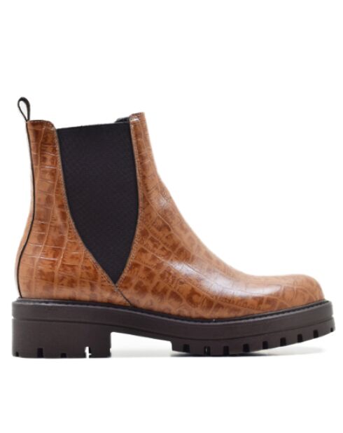 CA-1892 hellbraune Stiefel aus Kokosnussleder