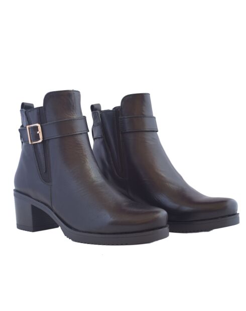 CA-1712 schwarze Krastlederstiefel - 5,5 cm Absatz