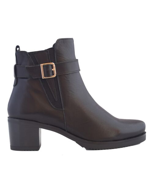 CA-1712 schwarze Krastlederstiefel - 5,5 cm Absatz