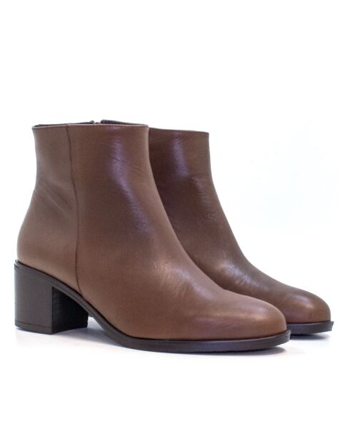Bottines CA-2000 en cuir krust marron - Talon 5.5 cm