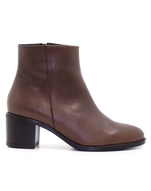 Bottines CA-2000 en cuir krust marron - Talon 5.5 cm