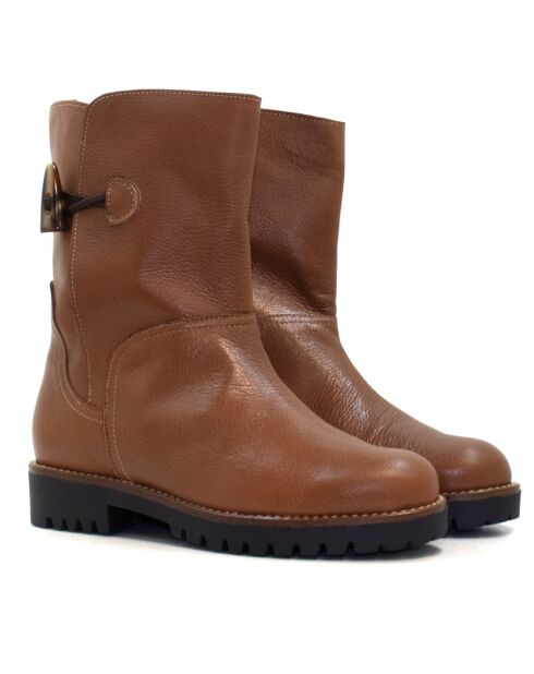 Botas alto CA-127 de piel salvaje marrón claro - tacón de 5 cm