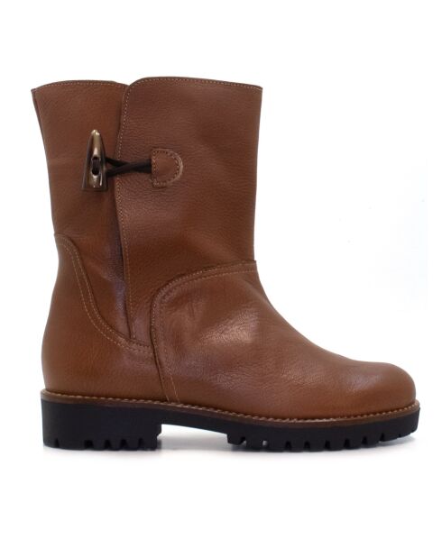 Botas alto CA-127 de piel salvaje marrón claro - tacón de 5 cm