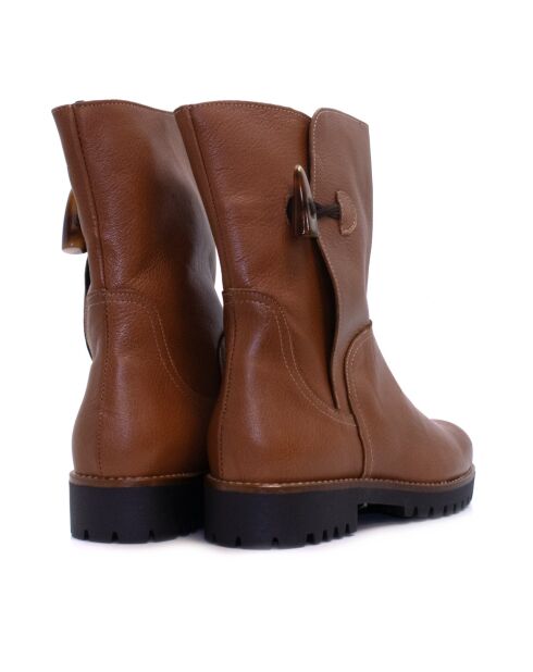 Botas alto CA-127 de piel salvaje marrón claro - tacón de 5 cm
