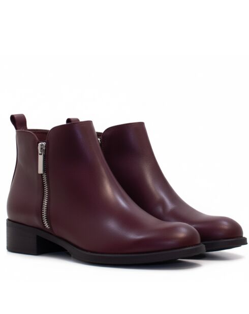 Botas de piel coqueta CA-2091 burdeos - tacón de 6 cm