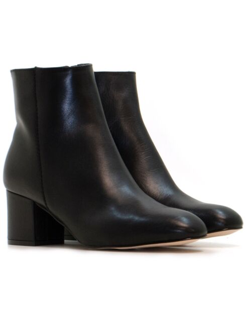 Bottines CA-2175 en cuir krust noires