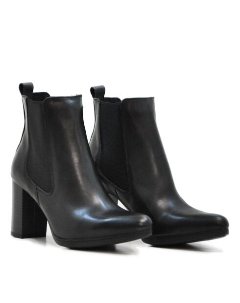 Bottines sher en cuir napa noires - Talon 7.5 cm