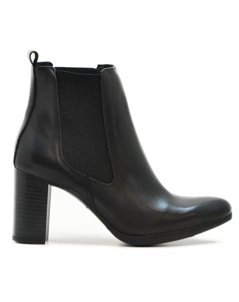 Bottines sher en cuir napa noires - Talon 7.5 cm