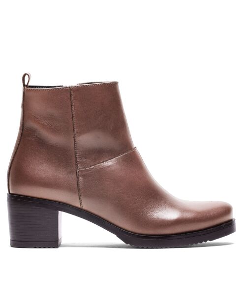 Botas F-3324 de piel krust marrón oscuro - tacón de 5 cm