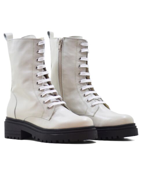 Botas CA-1931 de piel marfil krust - tacón de 8,5 cm