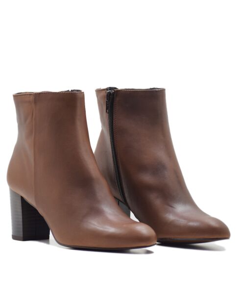 Bottines Marilo en cuir coy marron - Talon 7 cm